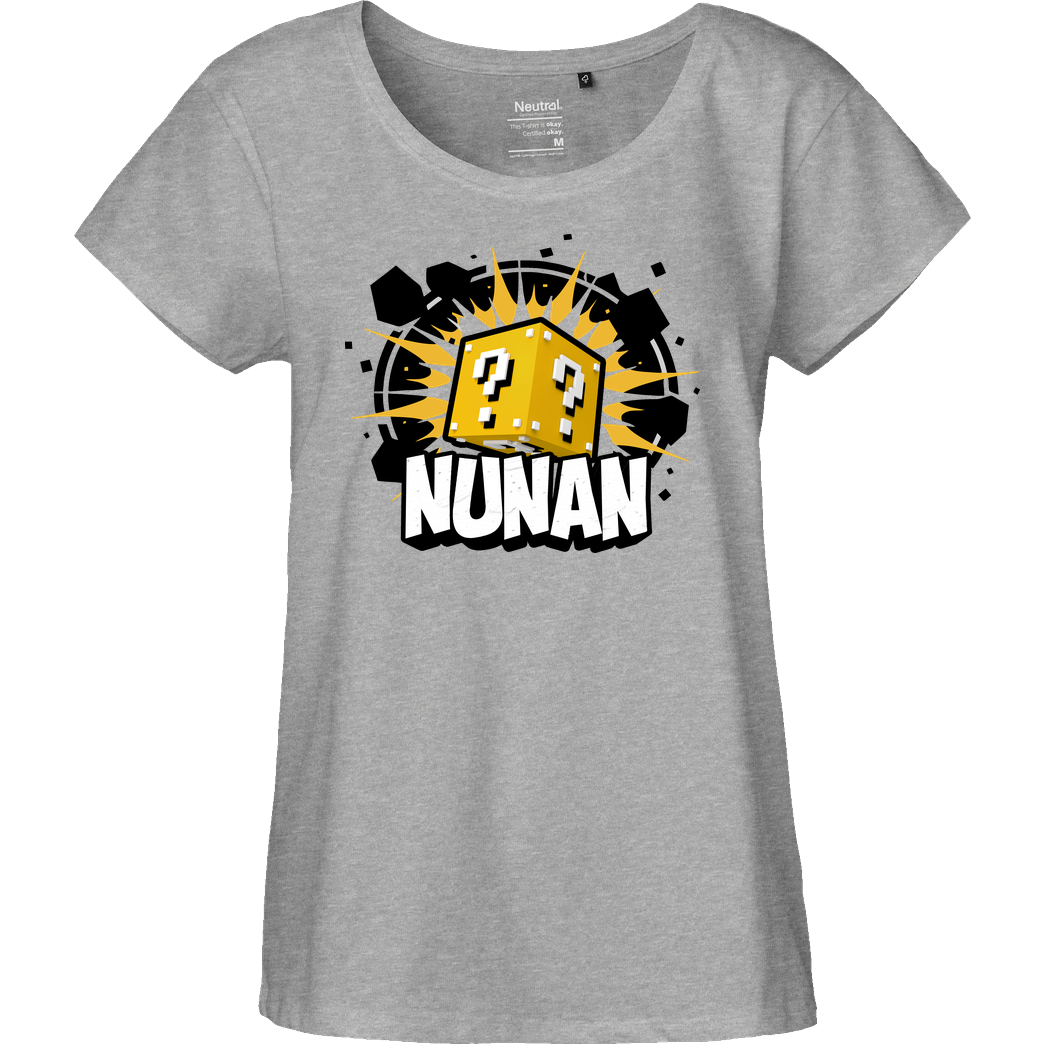 Nunan Nunan - Würfel T-Shirt Fairtrade Loose Fit Girlie - heather grey