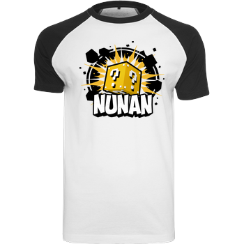 Nunan - Würfel Raglan-Shirt weiß