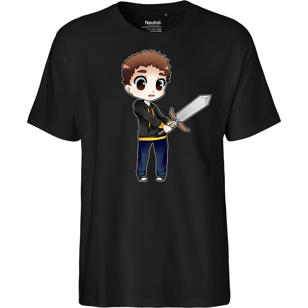 Poxari Poxari - Chibi mit Schwert T-Shirt Fairtrade T-Shirt - schwarz