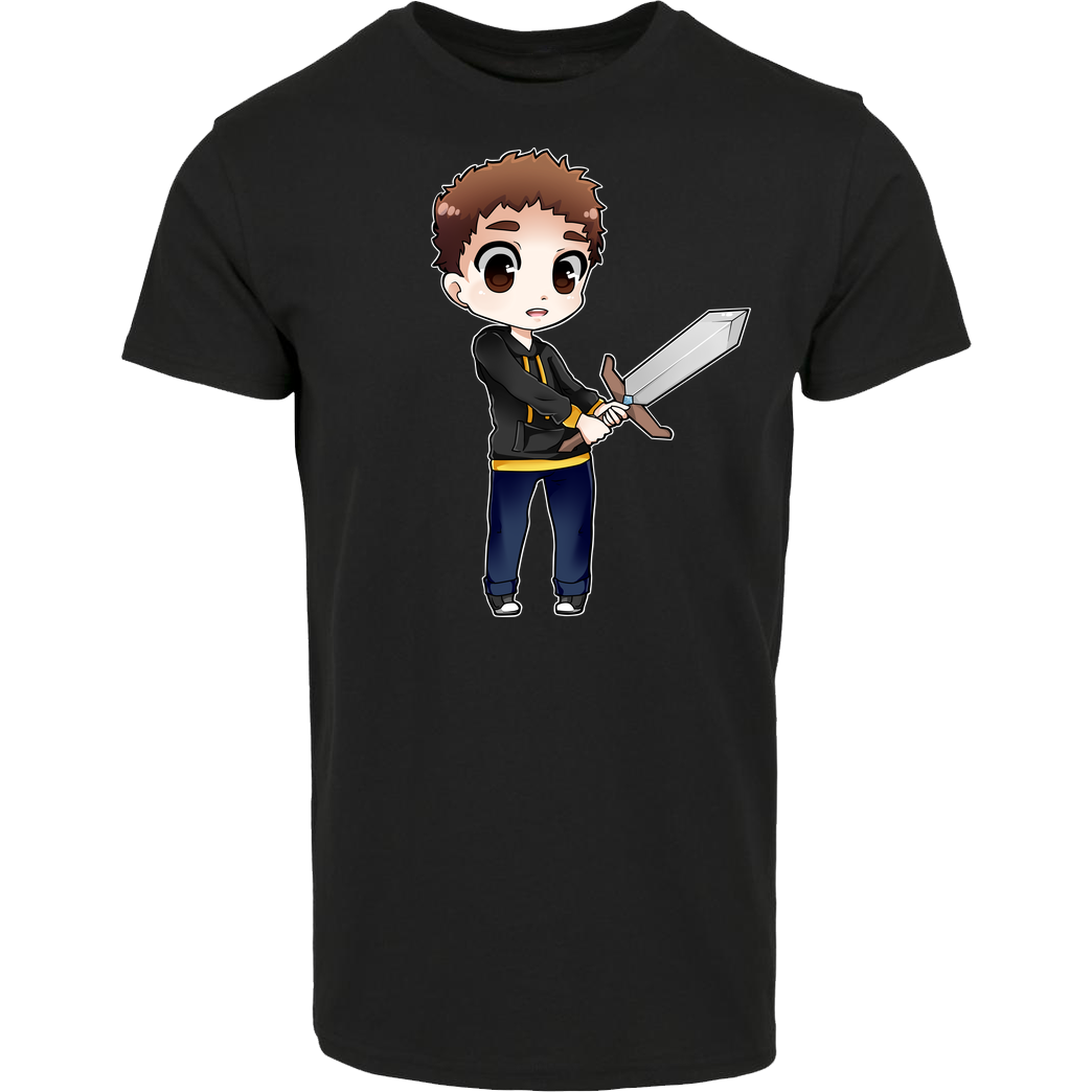 Poxari Poxari - Chibi mit Schwert T-Shirt Hausmarke T-Shirt  - Schwarz