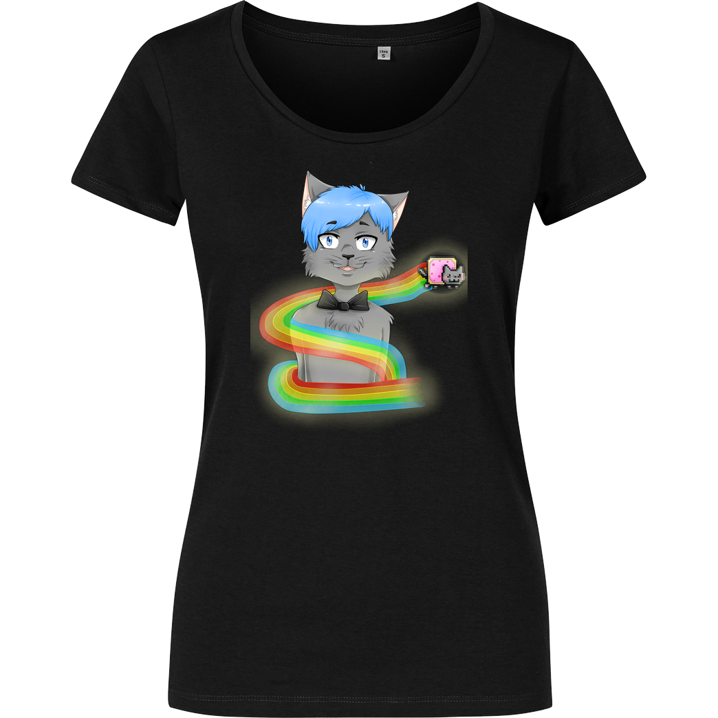 Selbstgespräch Selbstgespräch - Nyan T-Shirt Damenshirt schwarz