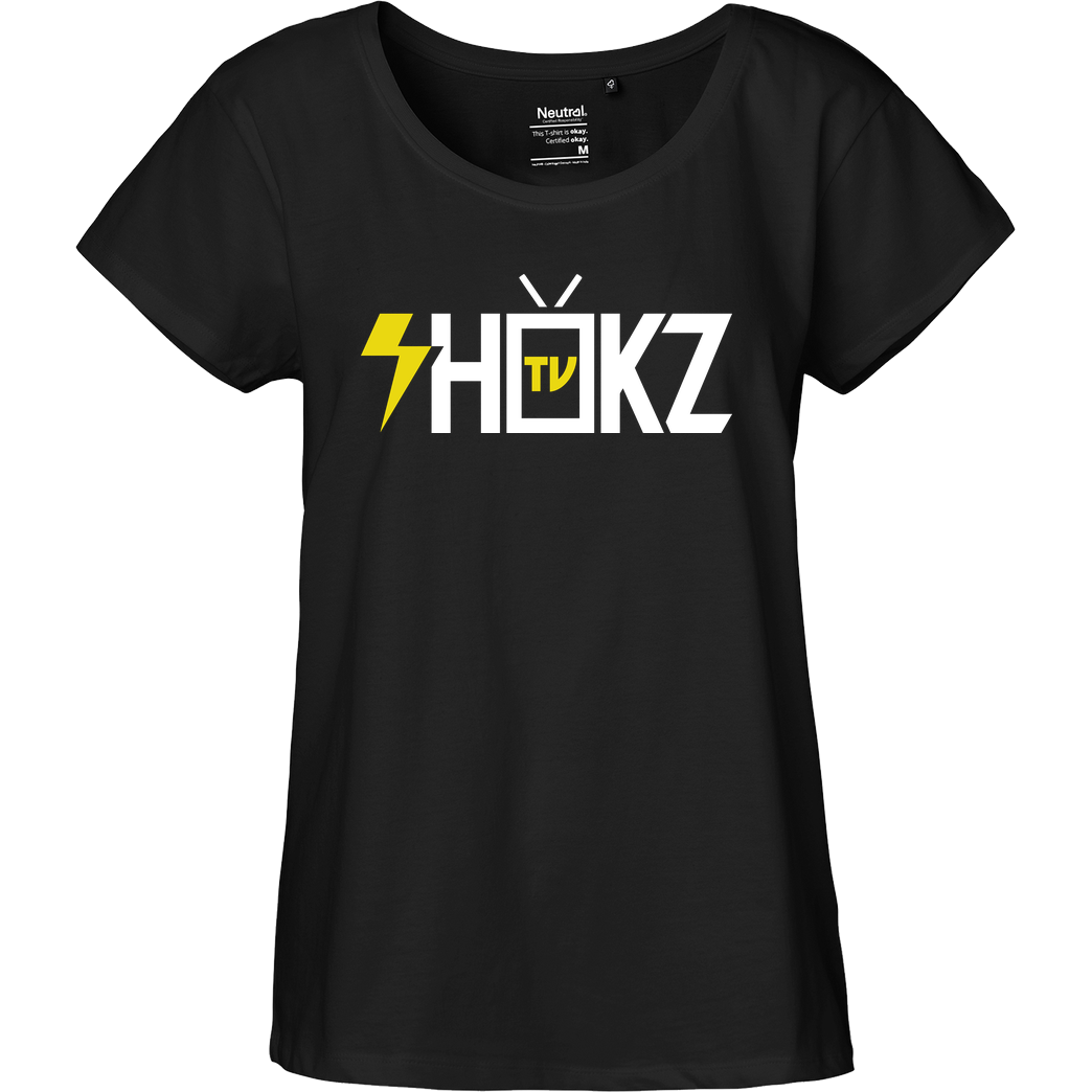 shokzTV shokzTV - Logo T-shirt T-Shirt Fairtrade Loose Fit Girlie - schwarz