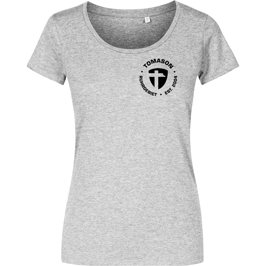 Tomason Tomason - Logo rund T-Shirt Damenshirt heather grey