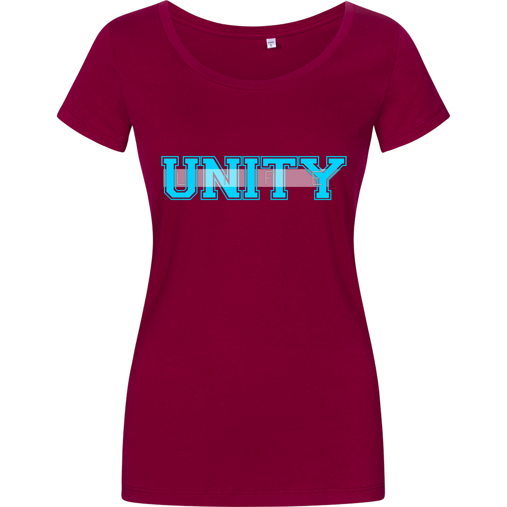 ScriptOase Unity-Life - College Logo T-Shirt Damenshirt berry