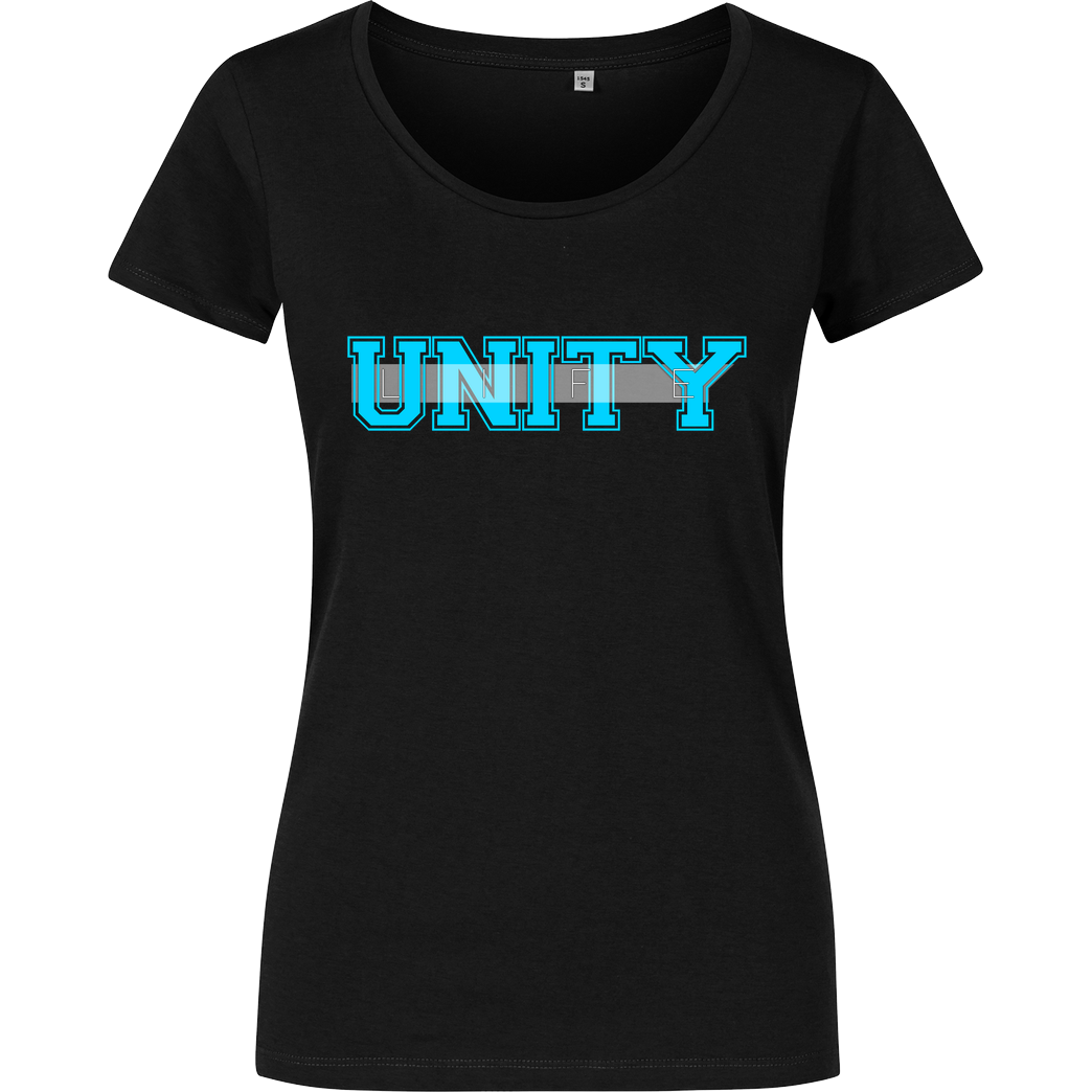 ScriptOase Unity-Life - College Logo T-Shirt Damenshirt schwarz