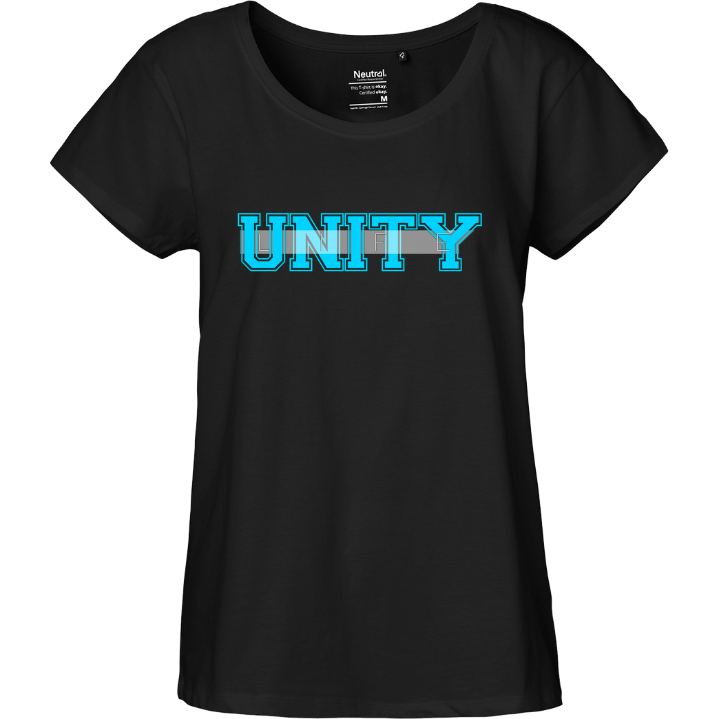 ScriptOase Unity-Life - College Logo T-Shirt Fairtrade Loose Fit Girlie - schwarz