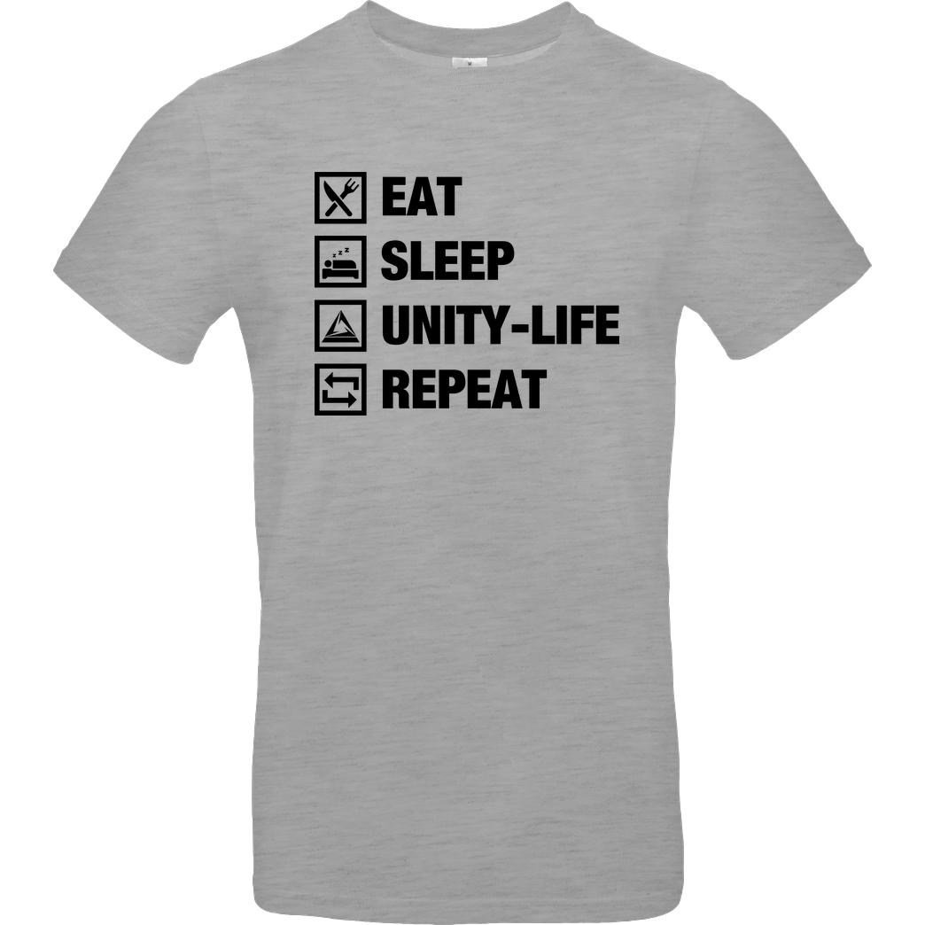 ScriptOase Unity-Life - Eat, Sleep, Repeat T-Shirt B&C EXACT 190 - heather grey
