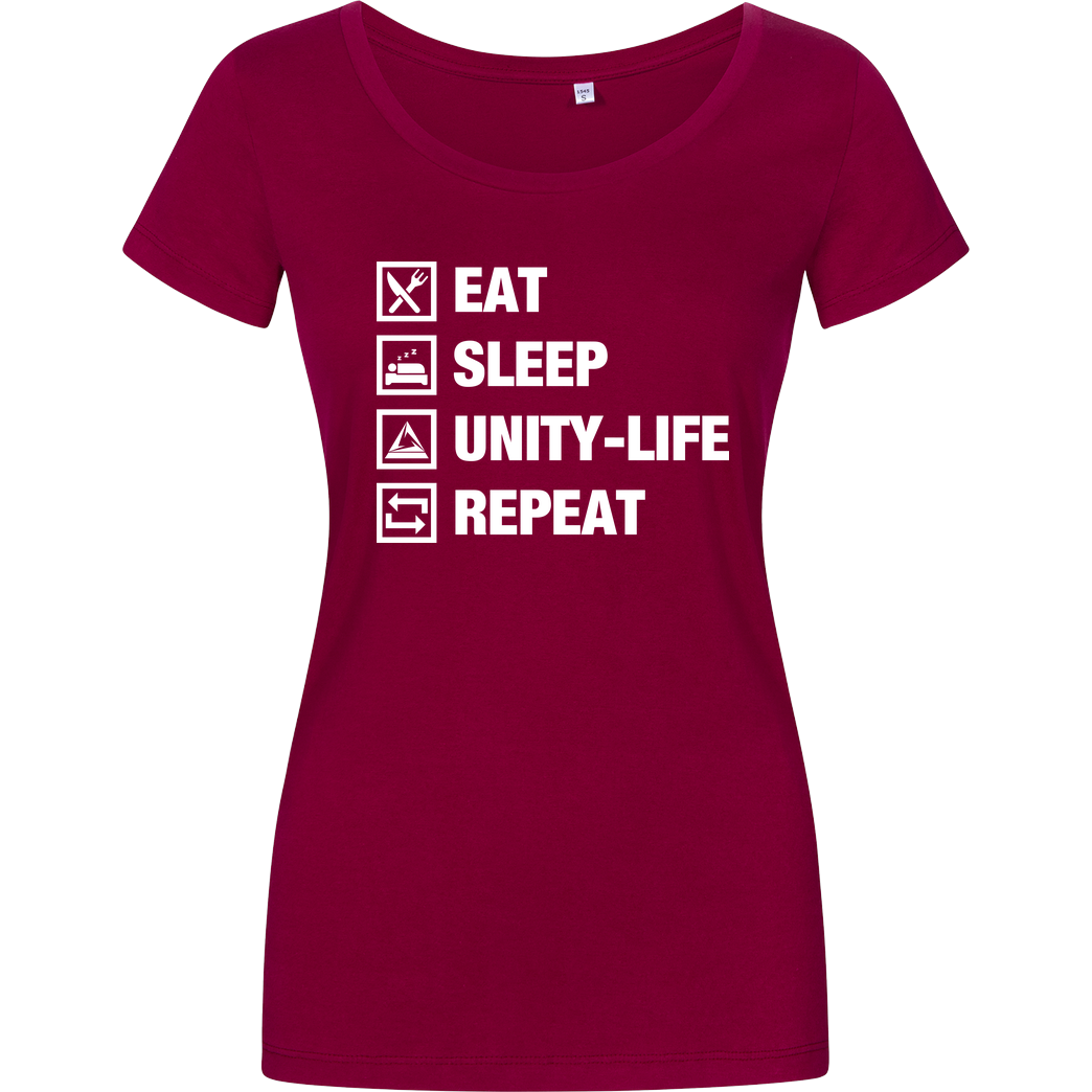 ScriptOase Unity-Life - Eat, Sleep, Repeat T-Shirt Damenshirt berry