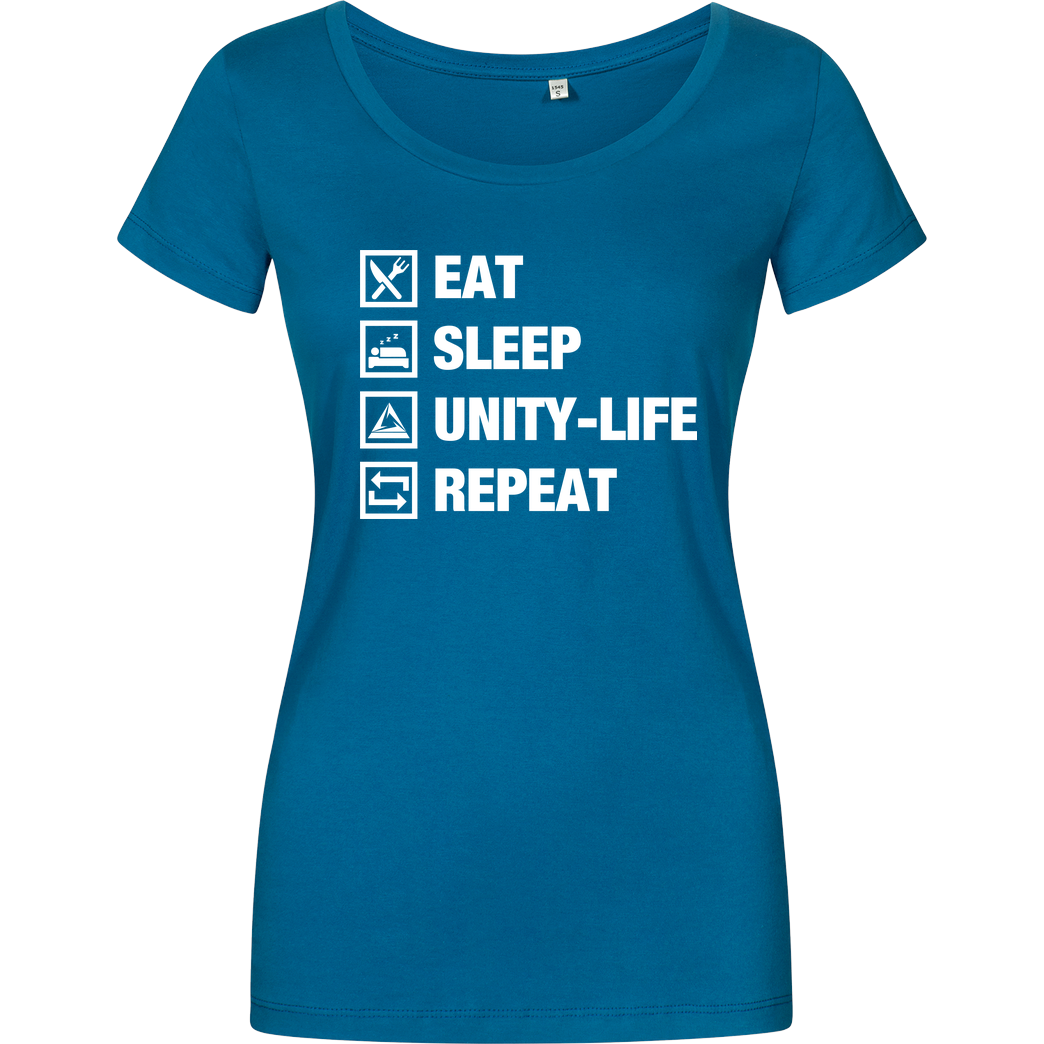ScriptOase Unity-Life - Eat, Sleep, Repeat T-Shirt Damenshirt petrol