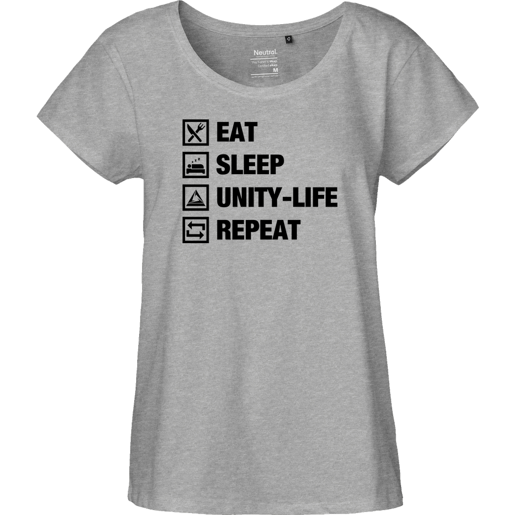 ScriptOase Unity-Life - Eat, Sleep, Repeat T-Shirt Fairtrade Loose Fit Girlie - heather grey