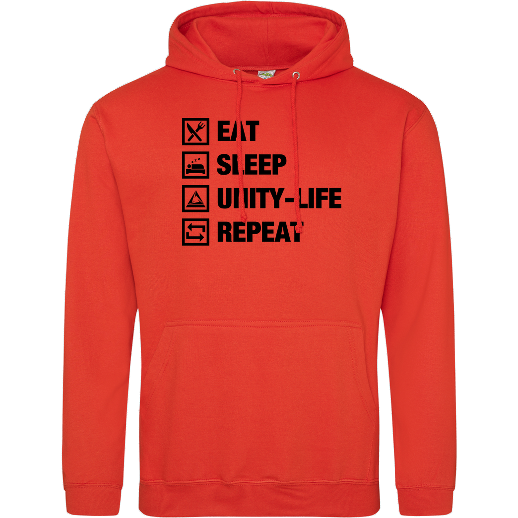 ScriptOase Unity-Life - Eat, Sleep, Repeat Sweatshirt JH Hoodie - Orange