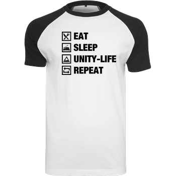 Unity-Life - Eat, Sleep, Repeat Raglan-Shirt weiß