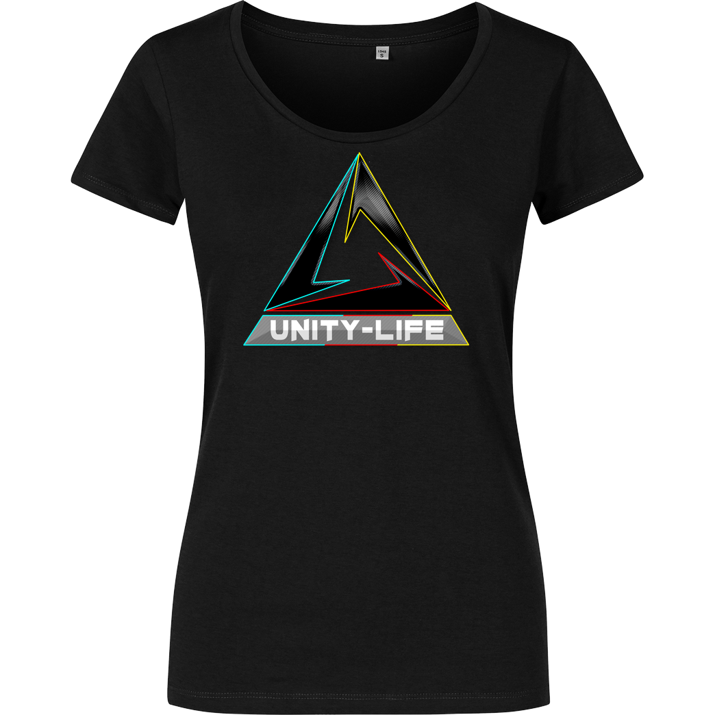 ScriptOase Unity-Life - Logo tricolor T-Shirt Damenshirt schwarz