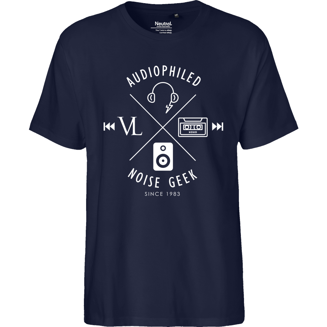 Vincent Lee Vincent Lee Music - Audiophiled weiss T-Shirt Fairtrade T-Shirt - navy