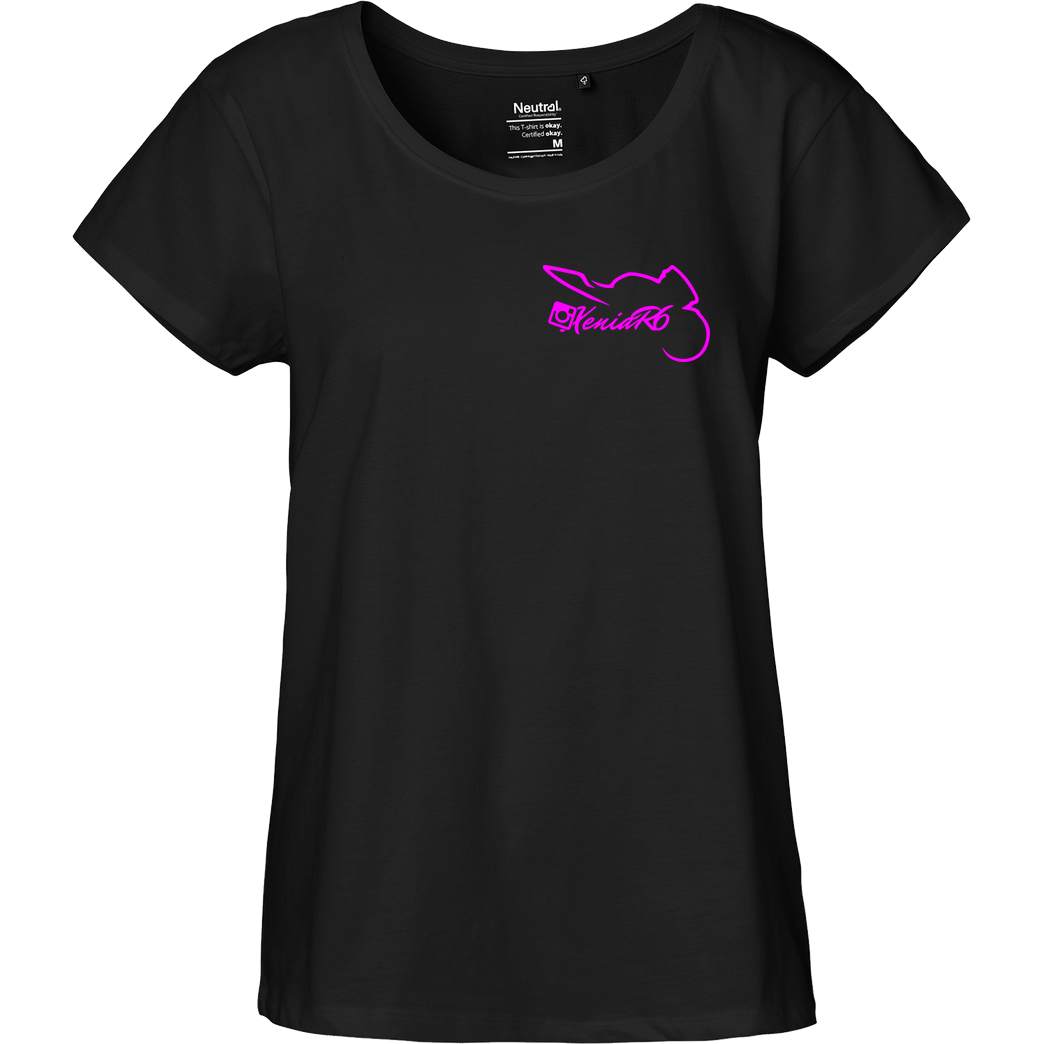 XeniaR6 XeniaR6 - Sportler-Logo T-Shirt Fairtrade Loose Fit Girlie - schwarz