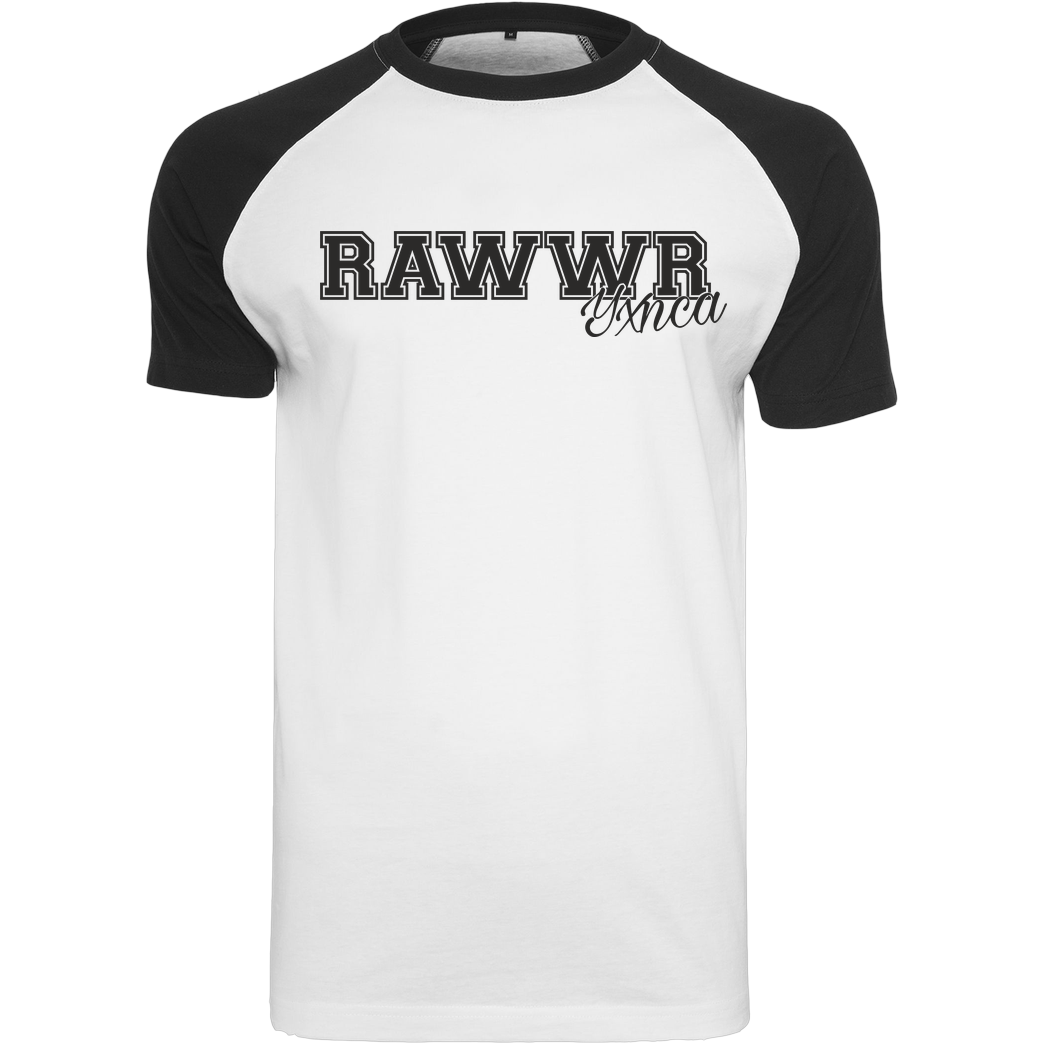 Yxnca Yxnca - RAWWR T-Shirt Raglan-Shirt weiß