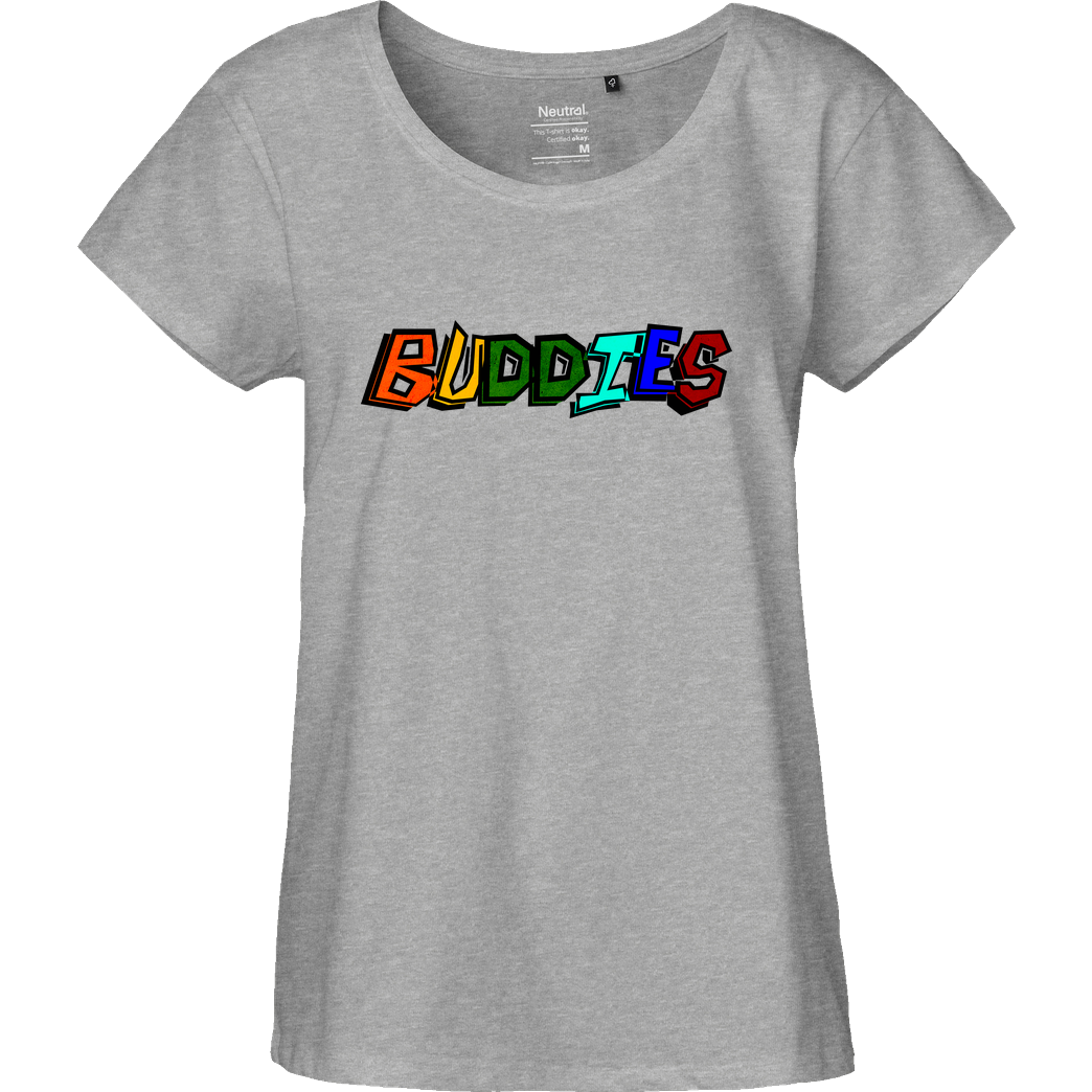 Die Buddies zocken 2EpicBuddies - Colored Logo Big T-Shirt Fairtrade Loose Fit Girlie - heather grey
