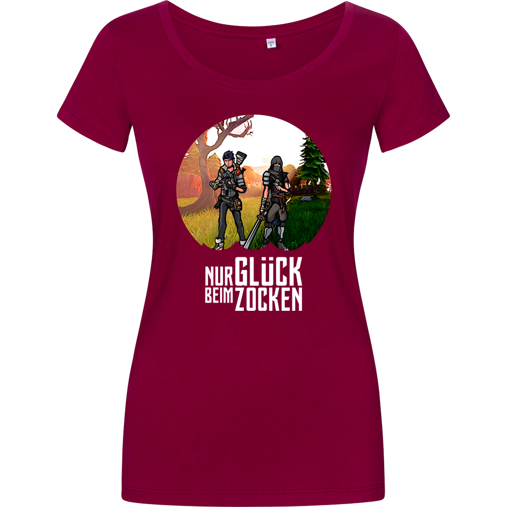 Die Buddies zocken 2EpicBuddies - Nur Glück beim Zocken big T-Shirt Girlshirt berry