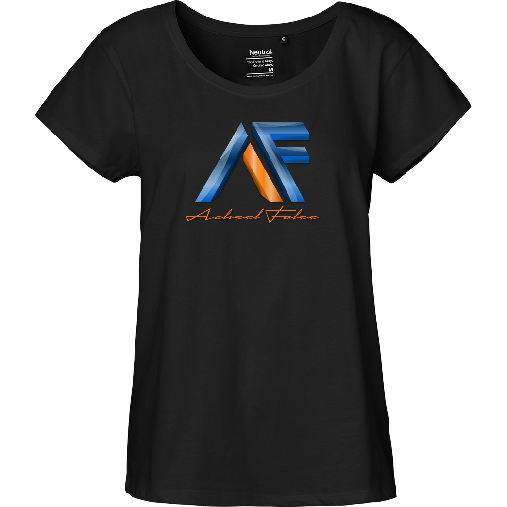 Achsel Folee Achsel Folee - Logo T-Shirt Fairtrade Loose Fit Girlie - black