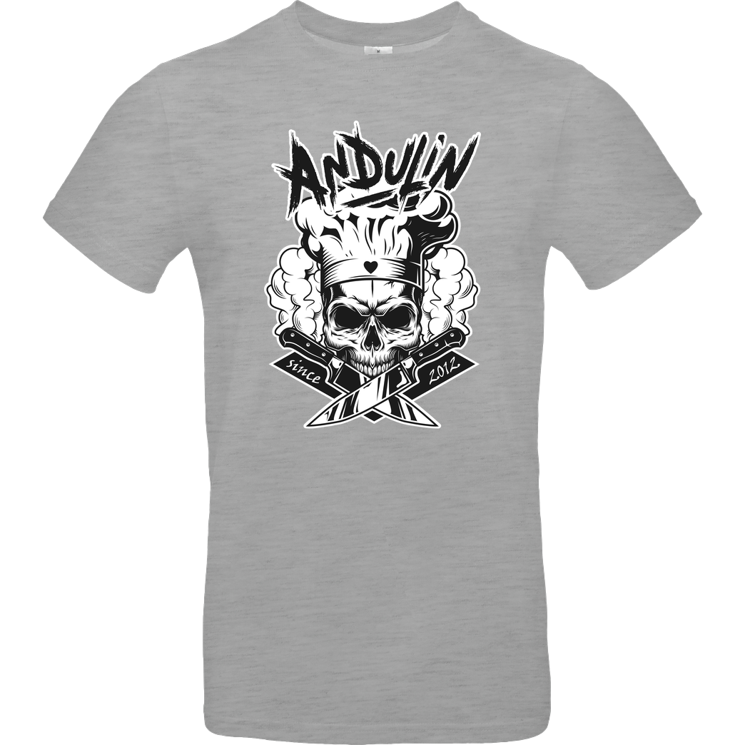 AndulinTv AndulinTV - Andu Skull T-Shirt B&C EXACT 190 - heather grey