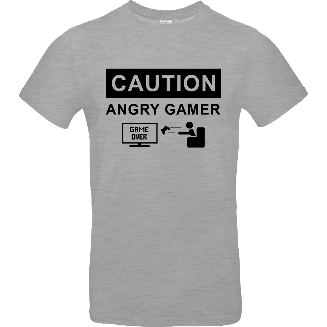 bjin94 Caution! Angry Gamer T-Shirt B&C EXACT 190 - heather grey