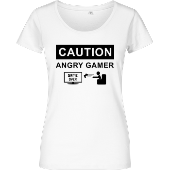 Caution! Angry Gamer Girlshirt weiss