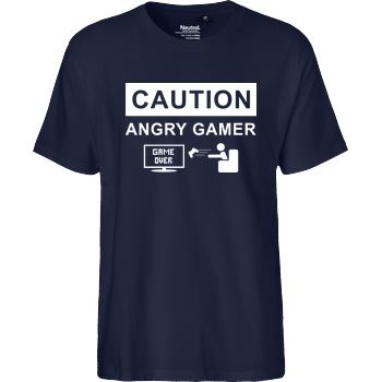Caution! Angry Gamer Fairtrade T-Shirt - navy