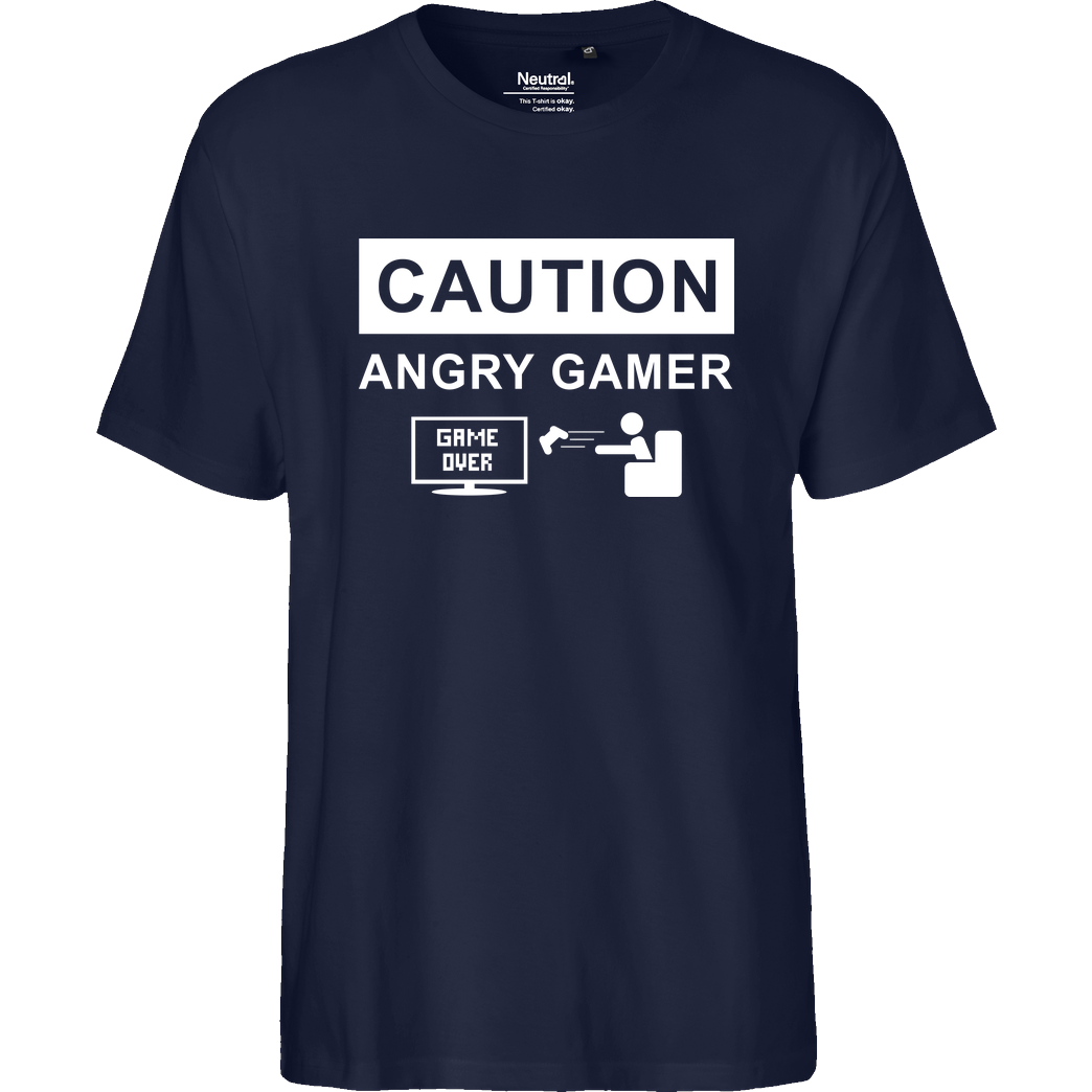 bjin94 Caution! Angry Gamer T-Shirt Fairtrade T-Shirt - navy