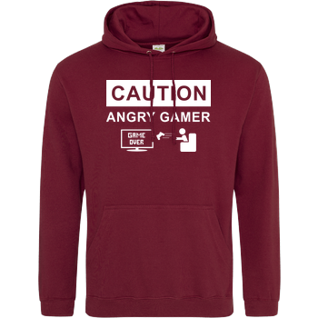 Caution! Angry Gamer JH Hoodie - Bordeaux