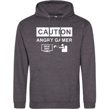 Caution! Angry Gamer JH Hoodie - Dark heather grey