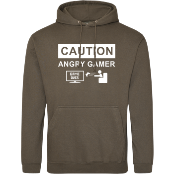 Caution! Angry Gamer JH Hoodie - Khaki