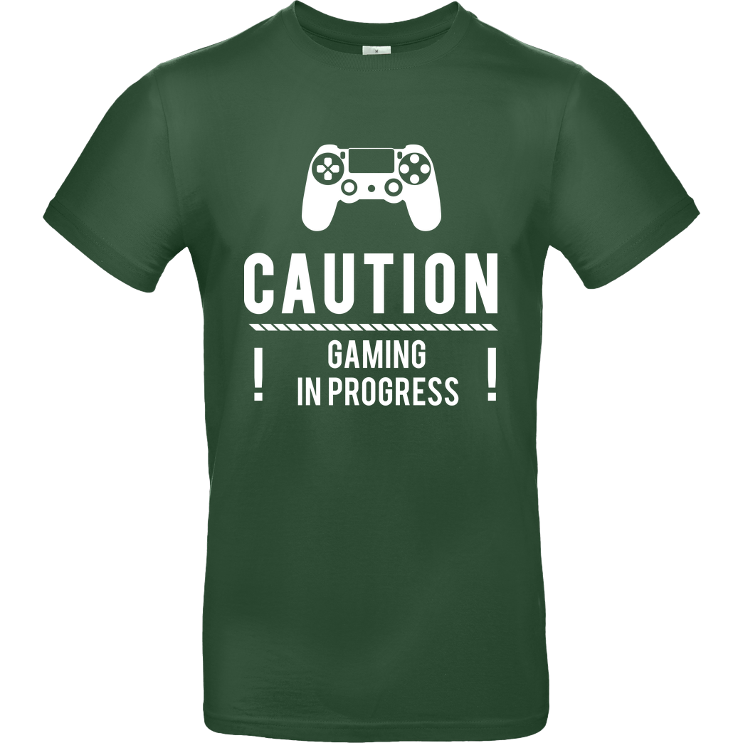 bjin94 Caution Gaming v1 T-Shirt B&C EXACT 190 -  Bottle Green