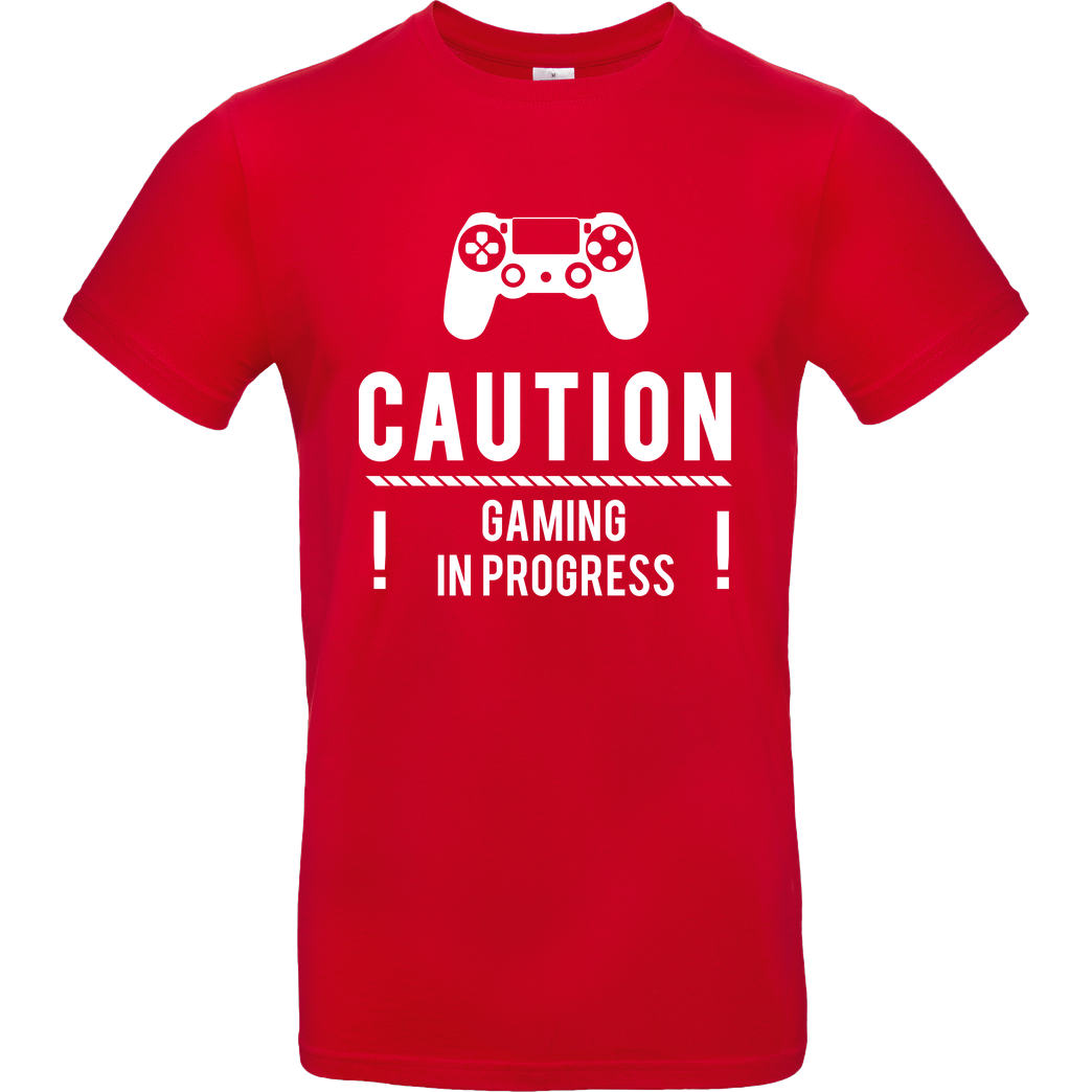 bjin94 Caution Gaming v1 T-Shirt B&C EXACT 190 - Red
