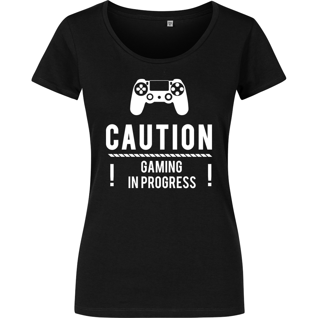 bjin94 Caution Gaming v1 T-Shirt Girlshirt schwarz