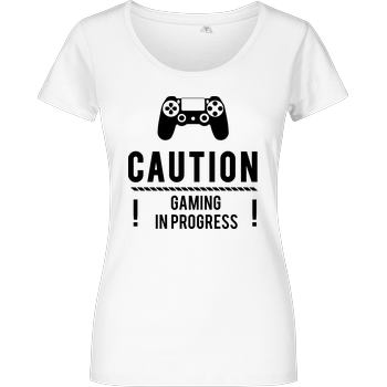 Caution Gaming v1 Girlshirt weiss