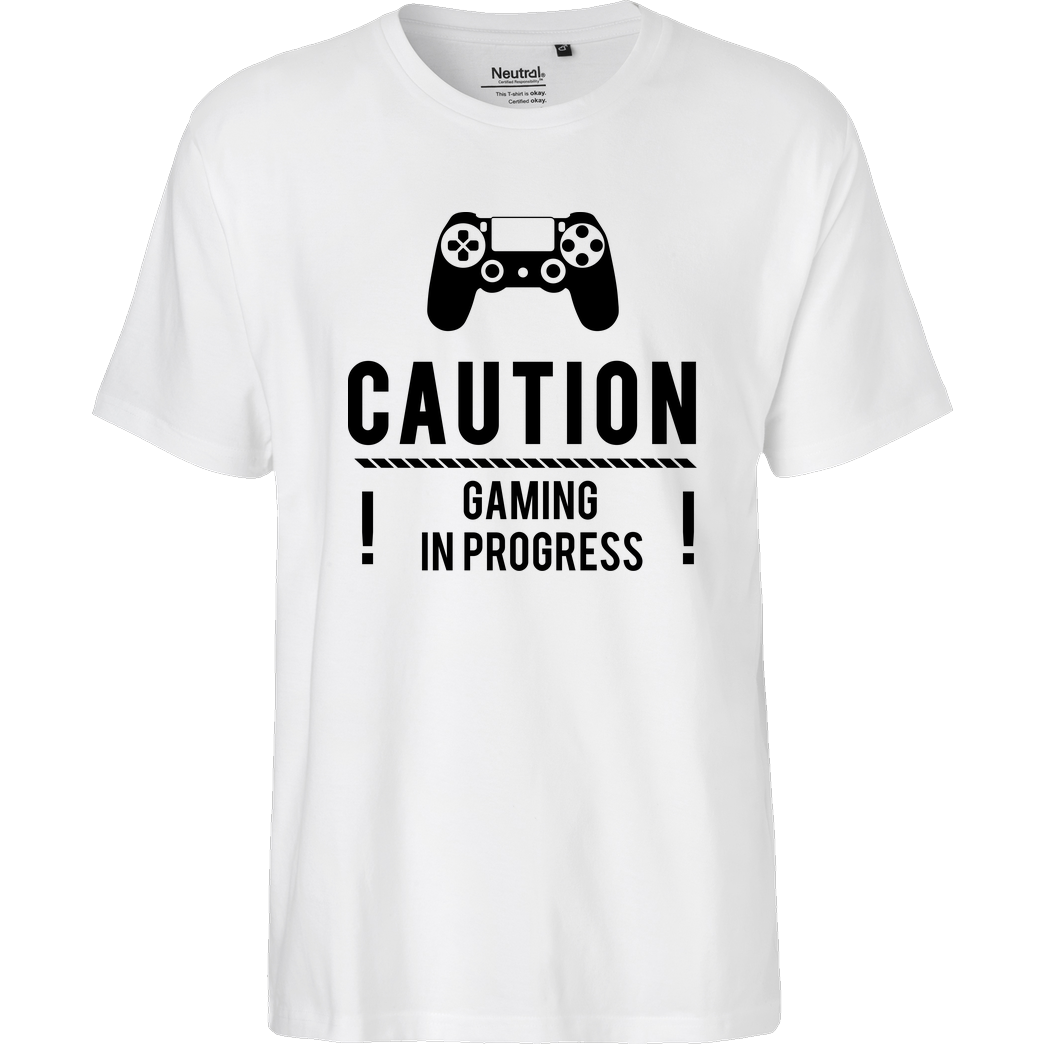 bjin94 Caution Gaming v1 T-Shirt Fairtrade T-Shirt - white