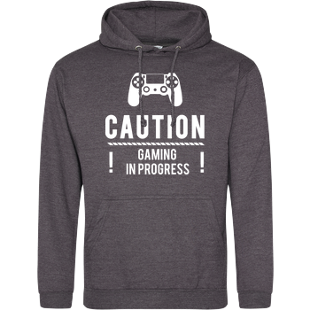 Caution Gaming v1 JH Hoodie - Dark heather grey