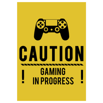 Caution Gaming v1 Art Print yellow