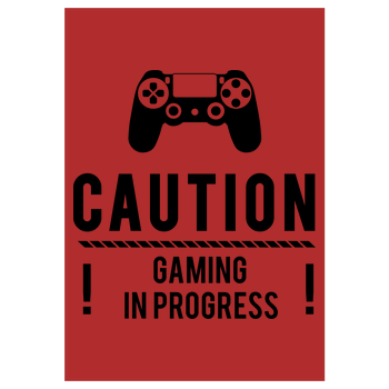 Caution Gaming v1 Art Print red