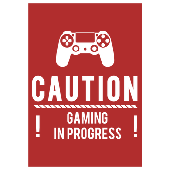 Caution Gaming v1 Art Print red