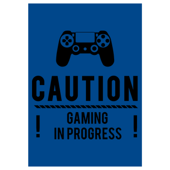 Caution Gaming v1 Art Print blue