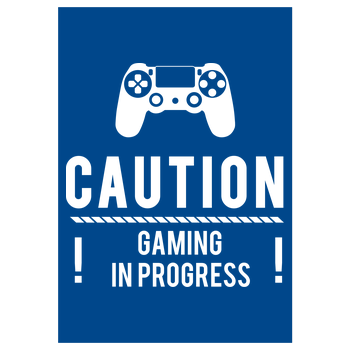 Caution Gaming v1 Art Print blue