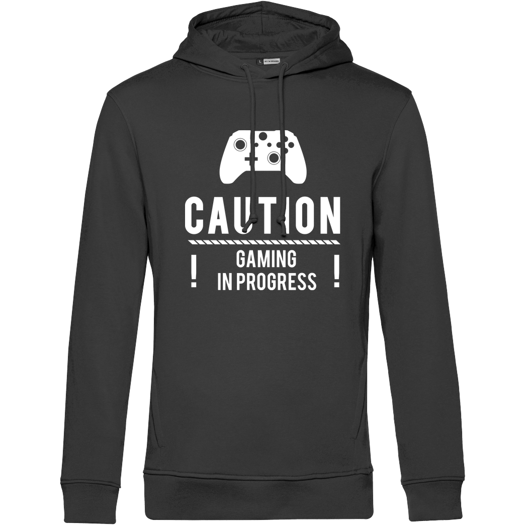 bjin94 Caution Gaming v2 Sweatshirt B&C HOODED INSPIRE - black