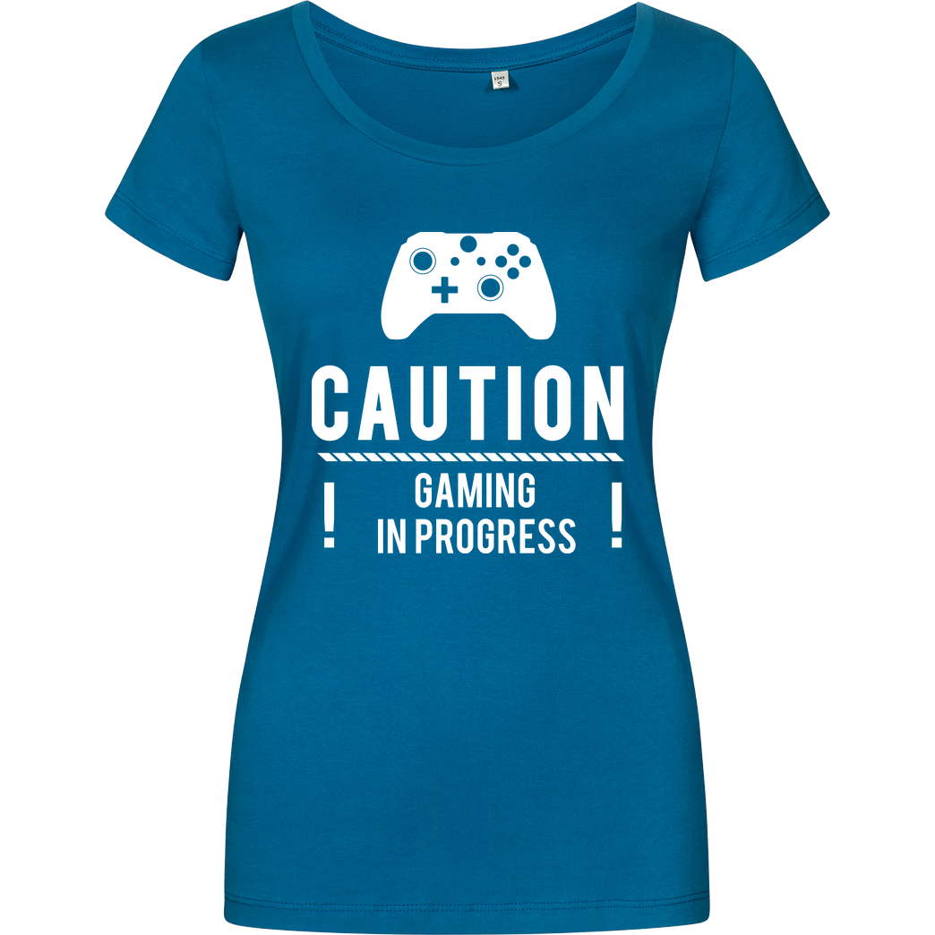 bjin94 Caution Gaming v2 T-Shirt Girlshirt petrol