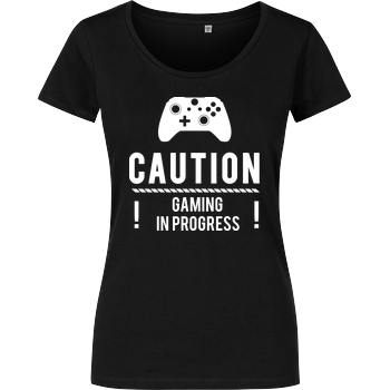 Caution Gaming v2 Girlshirt schwarz
