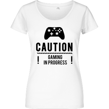 Caution Gaming v2 Girlshirt weiss
