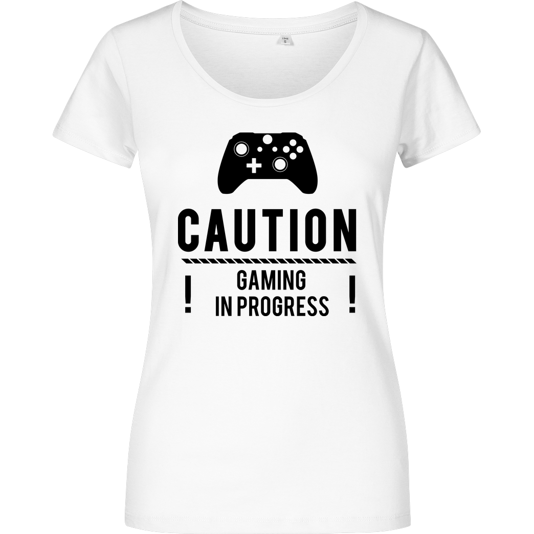 bjin94 Caution Gaming v2 T-Shirt Girlshirt weiss