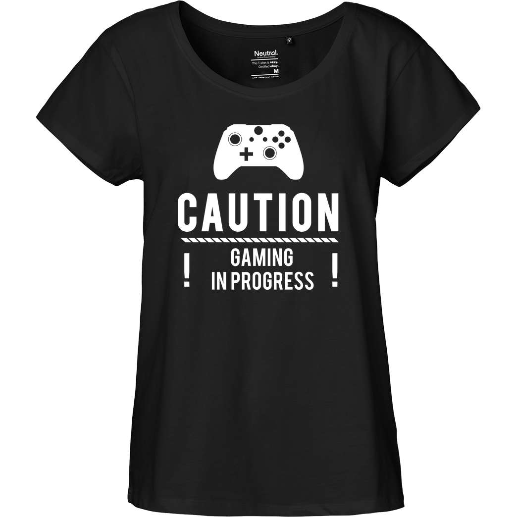 bjin94 Caution Gaming v2 T-Shirt Fairtrade Loose Fit Girlie - black