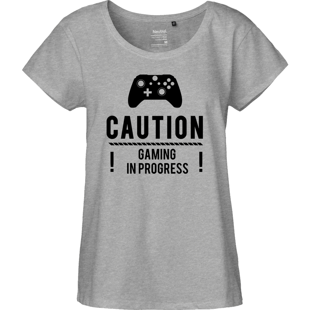 bjin94 Caution Gaming v2 T-Shirt Fairtrade Loose Fit Girlie - heather grey