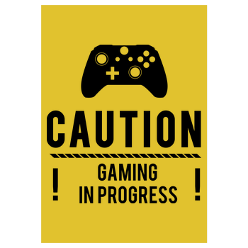 Caution Gaming v2 Art Print yellow